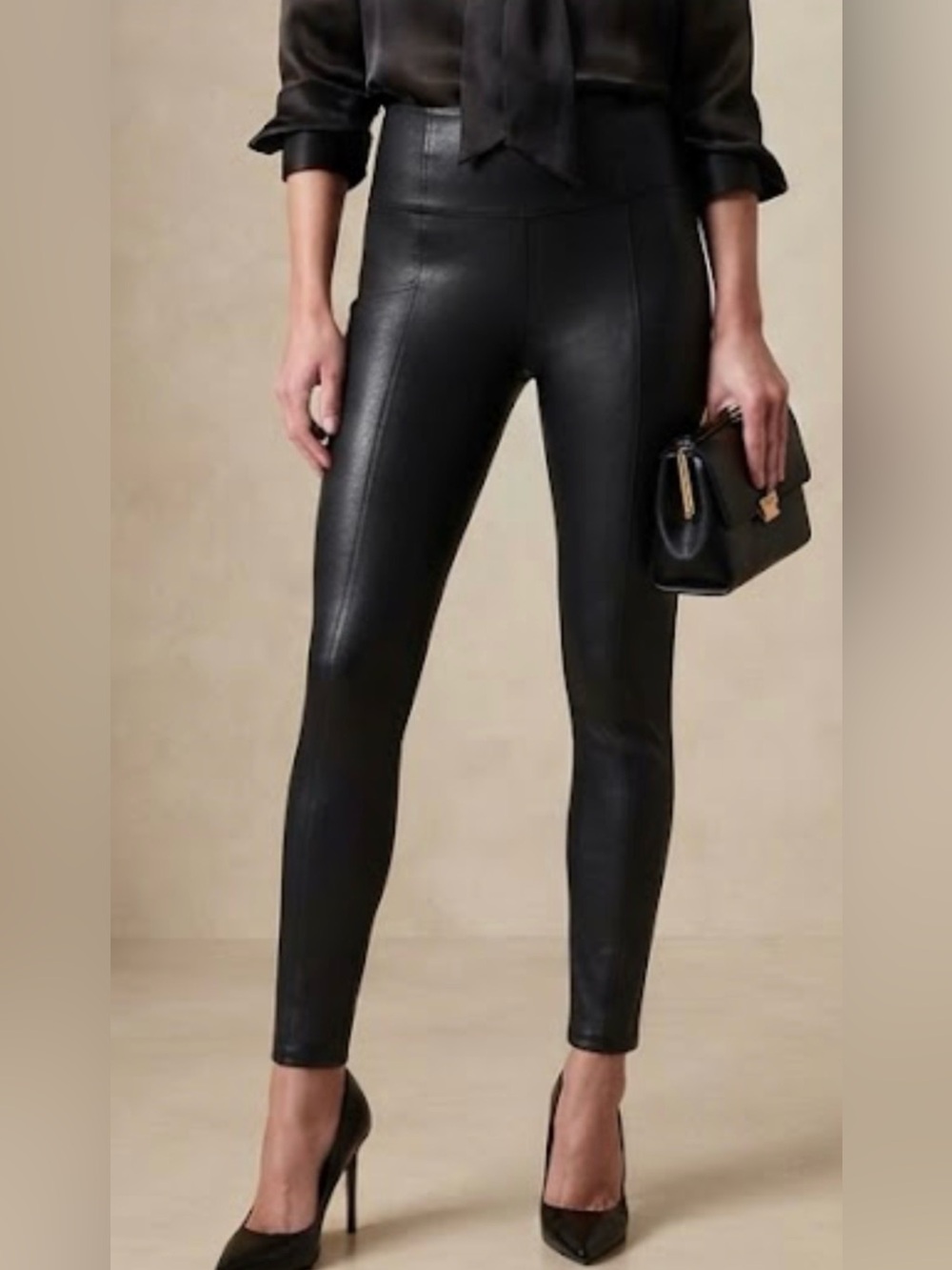 ATHLETA Delancey Gleam Tight Faux Leather Leggings Black XS